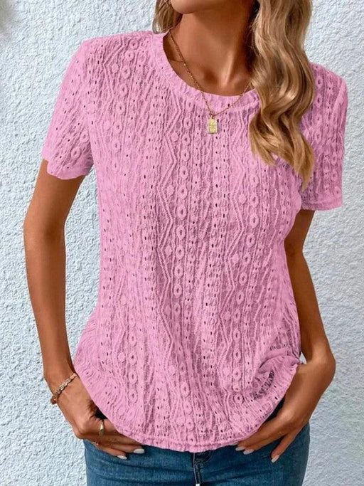 Women's Chic Hollow Short Sleeve T-Shirt for a Stylish Summer Look