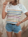 Striped Short Sleeve Blouse - Women's Casual Elegance