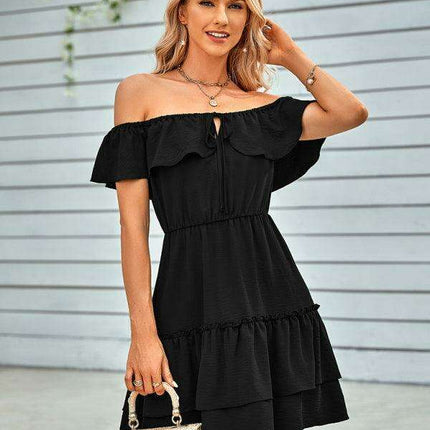 Vibrant Off-the-Shoulder Ruffle Dress for Effortless Style