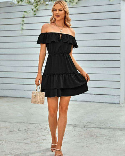 Vibrant Off-the-Shoulder Ruffle Dress for Effortless Style