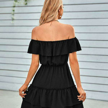 Vibrant Off-the-Shoulder Ruffle Dress for Effortless Style