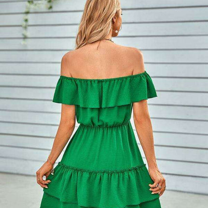 Vibrant Off-the-Shoulder Ruffle Dress for Effortless Style