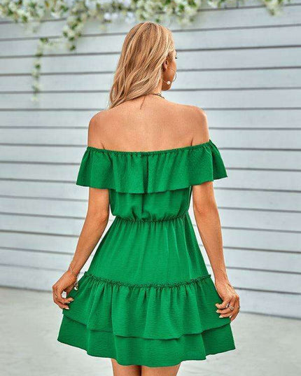 Vibrant Off-the-Shoulder Ruffle Dress for Effortless Style
