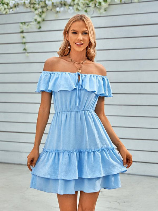 Vibrant Off-the-Shoulder Ruffled Dress - A Must-Have for Your Closet
