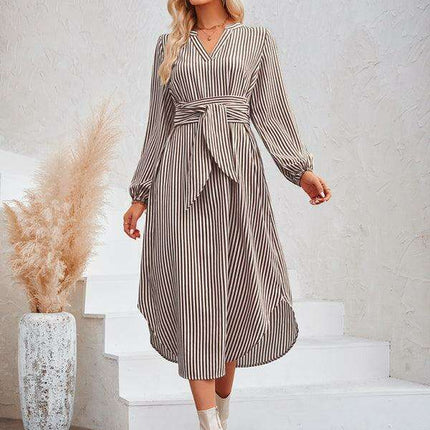 Chic Striped Shirt Dress with Flattering Waist-Tie Detail