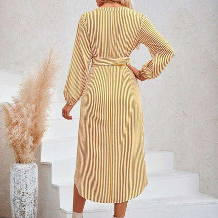 Chic Striped Shirt Dress with Flattering Waist-Tie Detail