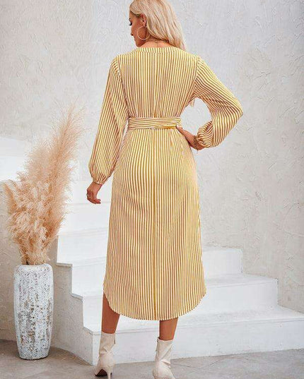Chic Striped Shirt Dress with Flattering Waist-Tie Detail
