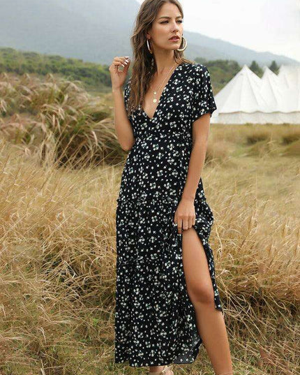 Bohemian Floral Ruffle Summer Dress for Women