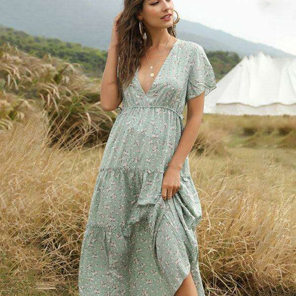 Bohemian Floral Ruffle Summer Dress for Women