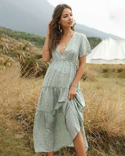 Bohemian Floral Ruffle Summer Dress for Women