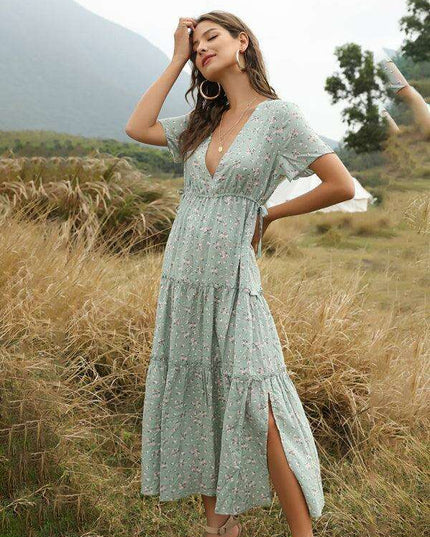 Bohemian Floral Ruffle Summer Dress for Women