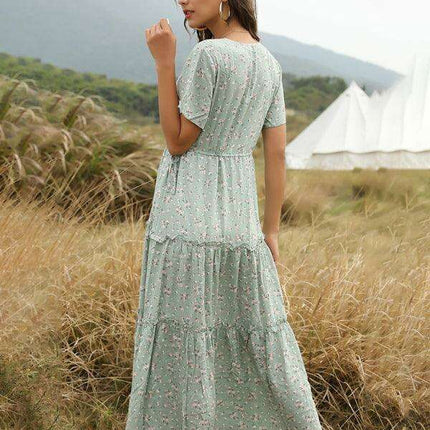 Bohemian Floral Ruffle Summer Dress for Women