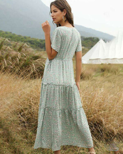 Bohemian Floral Ruffle Summer Dress for Women