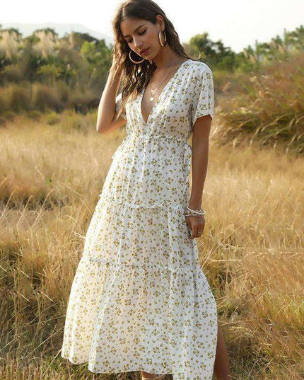 Bohemian Floral Ruffle Summer Dress for Women