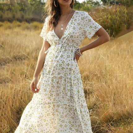 Bohemian Floral Ruffle Summer Dress for Women