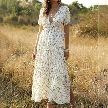 Bohemian Floral Ruffle Summer Dress for Women