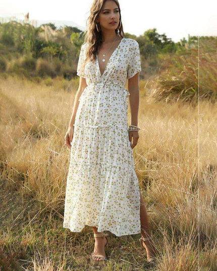 Bohemian Floral Ruffle Summer Dress for Women