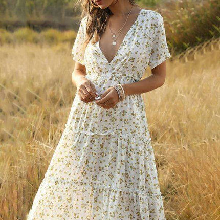 Bohemian Floral Ruffle Summer Dress for Women