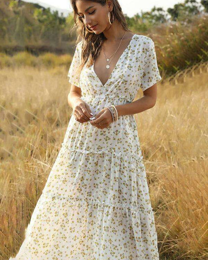 Bohemian Floral Ruffle Summer Dress for Women