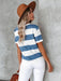 Striped Blue and White T-Shirt with Round Neck and Short Sleeves for Casual Comfort