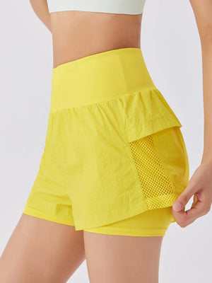 New loose casual breathable fitness yoga quick-drying culottes sports shorts-kakaclo-Yellow-S-Très Elite