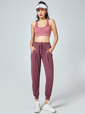 New quick-drying pants loose casual running trousers fitness pants bundle feet-kakaclo-Rose viole-S-Très Elite