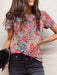 Floral Fantasy Women's Short Sleeve Top - Casual Leisure Style