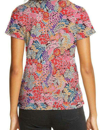 Floral Elegance Women's Short Sleeve Blouse - Effortless Casual Chic