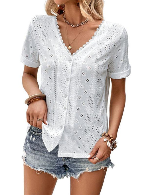 JakotoSummer new women's clothing reversible white blouse