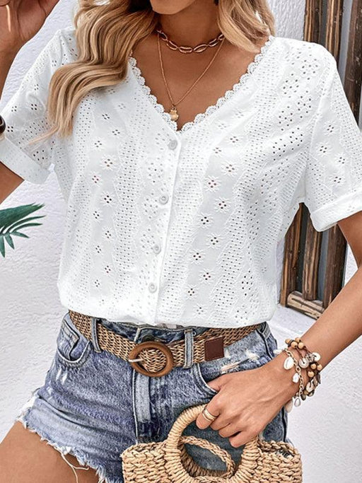 JakotoSummer new women's clothing reversible white blouse