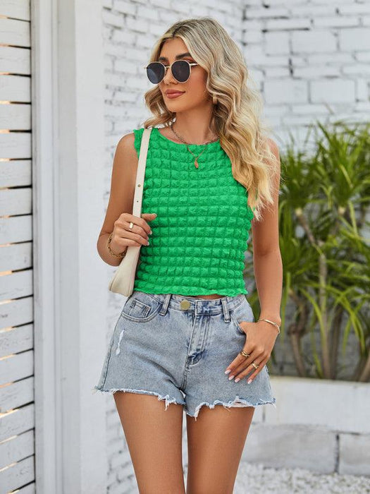 Effortless Style Spice Girl Tank Top with Chic Puff Sleeves for Fashionable Looks