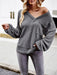 Sumptuously Soft Waffle Knit V-Neck Top with Handy Pocket - Perfect Blend of Coziness and Elegance