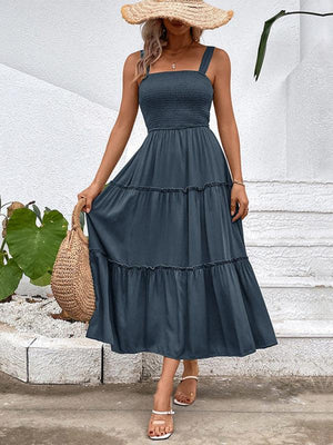 New fashion solid color strapless sleeveless dress-kakaclo-Charcoal grey-S-Très Elite