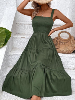 New fashion solid color strapless sleeveless dress-kakaclo-Green-S-Très Elite