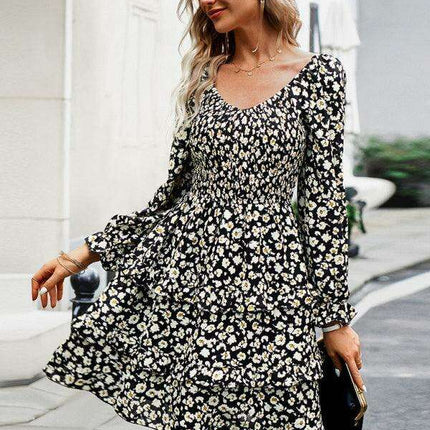 Elegant Floral V-neck Long Sleeve Dress by JakotoHoliday