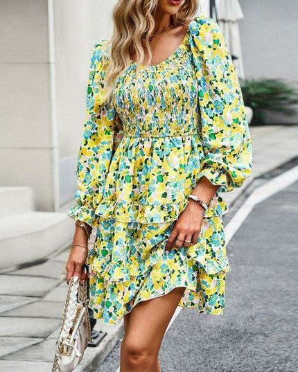 Elegant Floral V-neck Long Sleeve Dress by JakotoHoliday