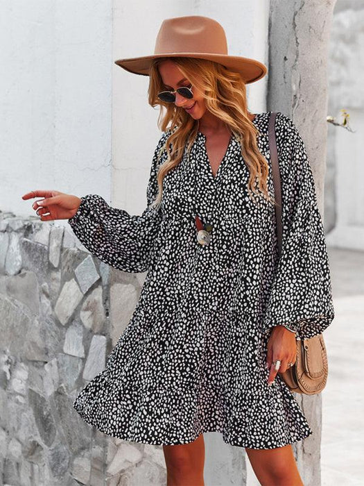 Leopard Print Long Sleeve Dress - Versatile Style for Any Occasion