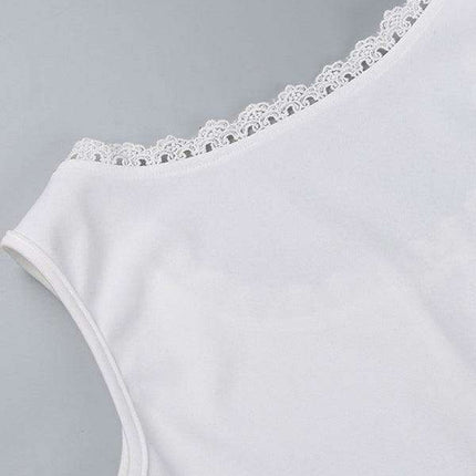 Elegant Lace Square Neck Button Vest - Women's Trendy Summer Blouse