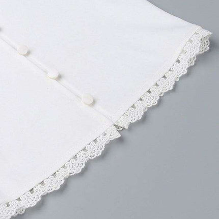 Elegant Lace Square Neck Button Vest - Women's Trendy Summer Blouse