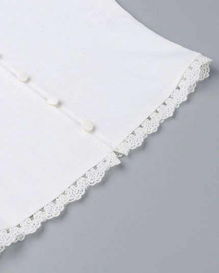 Elegant Lace Square Neck Button Vest - Women's Trendy Summer Blouse