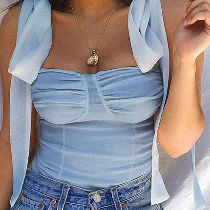 Chic Bow Detail Halter Camisole for Summer Elegance