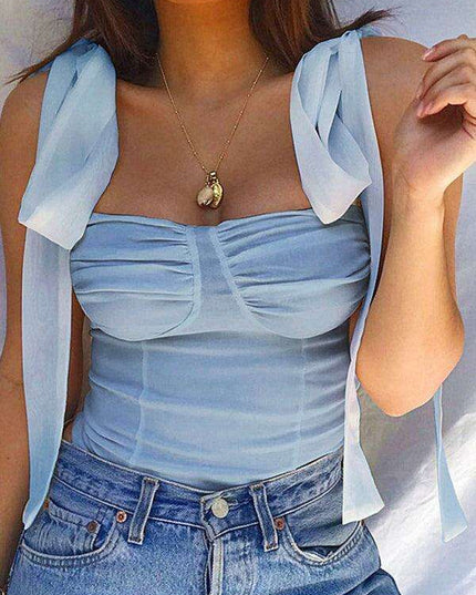 Chic Bow Detail Halter Camisole for Summer Elegance