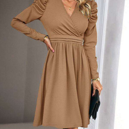 Chic V-neck Long Sleeve Dress for Women: A Timeless Wardrobe Essential