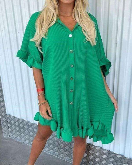 Irregular Ruffle Sleeve Solid Dress - Effortless Chic