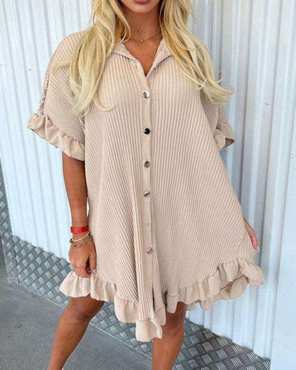 Irregular Ruffle Sleeve Solid Dress - Effortless Chic