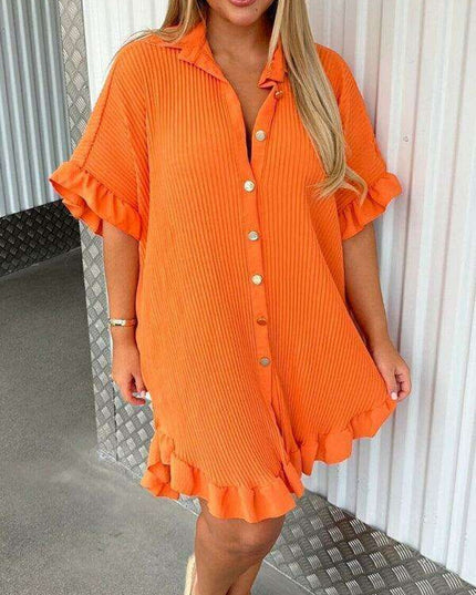 Irregular Ruffle Sleeve Solid Dress - Effortless Chic