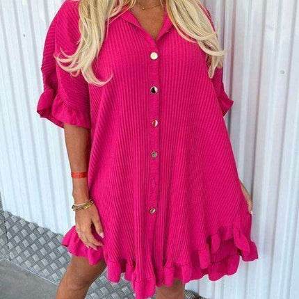 Irregular Ruffle Sleeve Solid Dress - Effortless Chic