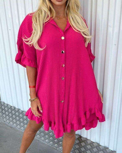 Irregular Ruffle Sleeve Solid Dress - Effortless Chic