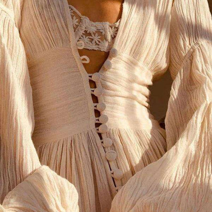 Timeless French Pleated V-Neck Dress: Effortless Sophistication for Any Event