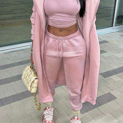 Elegant Women's Hooded Activewear Ensemble for Year-Round Style